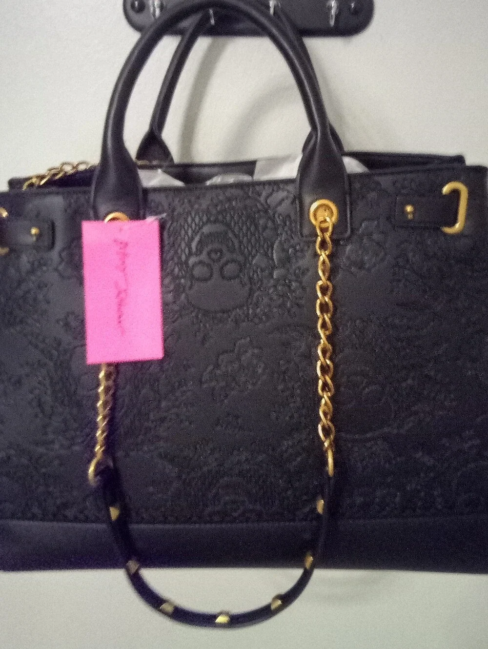 Black Betsey Johnson Skull Satchel/Tote